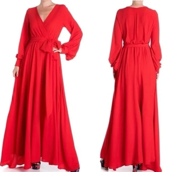 Meghan LA Lilypad Red Maxi Dress - Picture 1 of 11